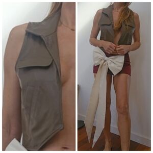 Church LA Bespoke Leather Cargo Crop Vest Top Xs